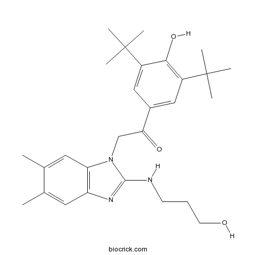 1-(3,5-Di-tert-butyl-4-hydroxyphenyl)-2-(2-(3-hydroxypropylamino)-5,6-dimethyl-1H-benzo[d]imidazol-1-yl)ethanone