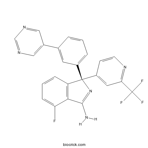 4-Fluoro-1-(3-(pyrimidin-5-yl)phenyl)-1-(2-(trifluoromethyl)pyridin-4-yl)-1H-isoindol-3-amine
