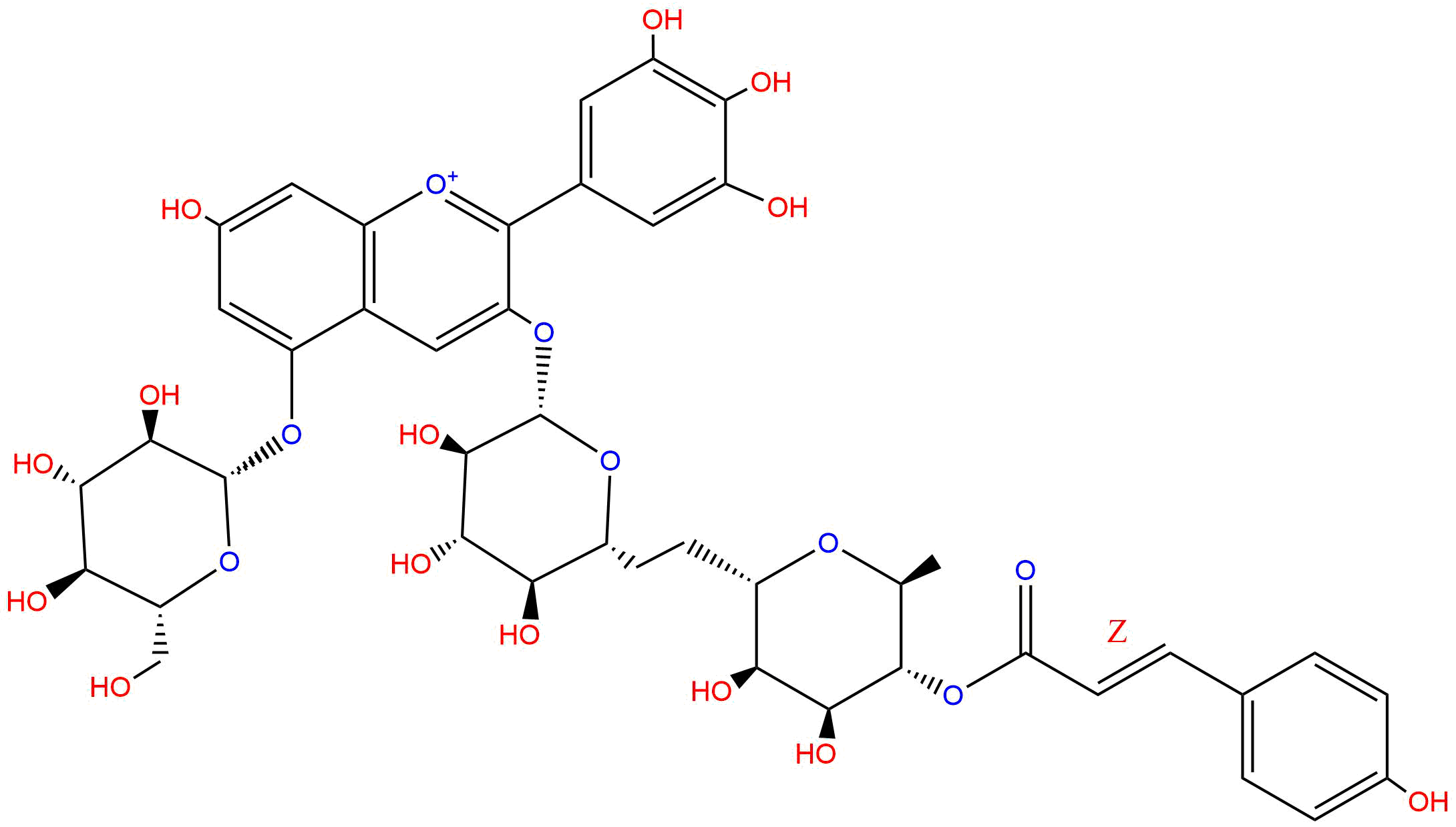 Delphinidin 3-O-[6''-O-（Z）-coumaroylrutinoside]-5-O-glucoside