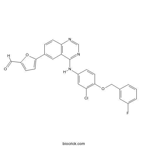 5-(4-((3-chloro-4-((3-fluorobenzyl)oxy)phenyl)amino)quinazolin-6-yl)furan-2-carbaldehyde