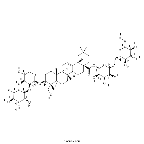 3beta-(2-O-alpha-L-Rhamnopyranosyl-beta-D-xylopyranosyloxy)-23-hydroxyoleana-12-ene-28-oic acid 6-O-beta-D-glucopyranosyl-beta-D-glucopyranosyl ester