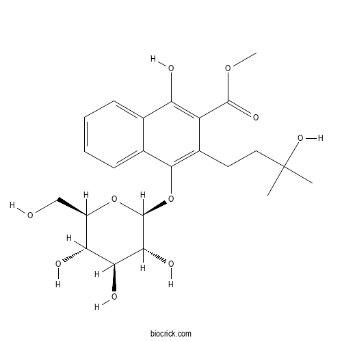 2-Naphthalenecarboxylic acid, 4-(D-glucopyranosyloxy)-1-hydroxy-3-(3-hydroxy-3-methylbutyl)-, methyl ester