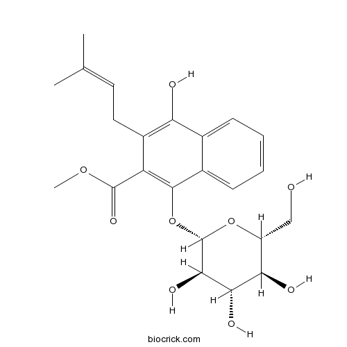 1,4-Dihydroxy-2-carbomethoxy-3-prenylnaphthalene-1-O-beta-glucopyranoside