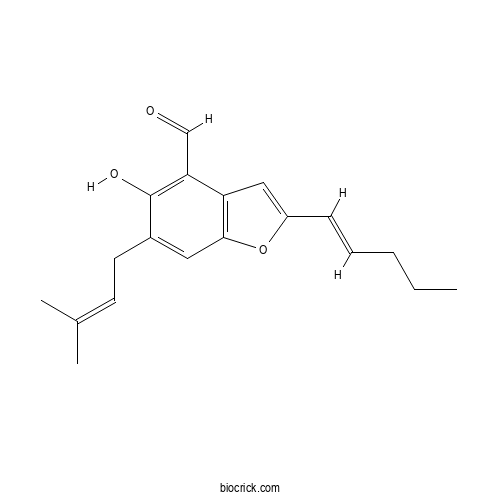 (E)-5-Hydroxy-6-isoprenyl-2-(pent-1-en-1-yl)benzofuran-4-carbaldehyde