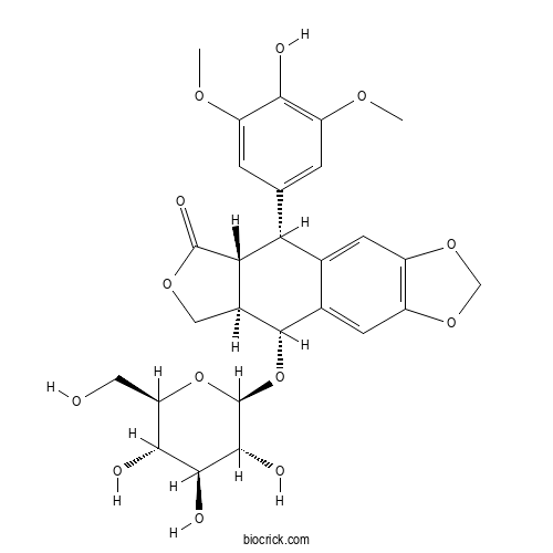 4'-Demethylpodophyllotoxin 7-O-glucoside 2D chemical structure