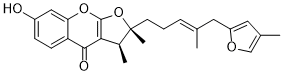 (2R*,3S*)-7-hydroxy-2,3-dimethyl-2-((E)-4-methyl-5-(4-methylfuran-2-yl)pent-3-en-1-yl)-2H-furo[2,3-b]chromen-4(3H)-one 2D chemical structure